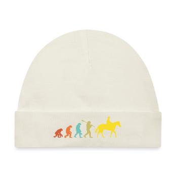 Vintage Evolution Pferd Reiter Geschenk - Baby Premium Organic Mütze - Naturweiß - Vorne