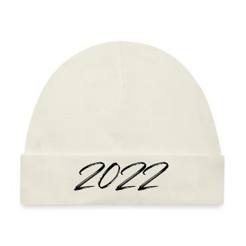 2022 Jahr Jahreszahl Datum Zahl Anno 22 2 0 2 2 - Baby Premium Organic Mütze - Naturweiß - Vorne