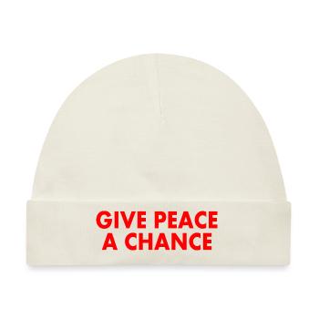 Give peace a chance - Baby Premium Organic Mütze - Naturweiß - Vorne