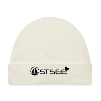 Ostsee mit Boot und Herz [black] - Baby Premium Organic Mütze - Naturweiß - Vorne