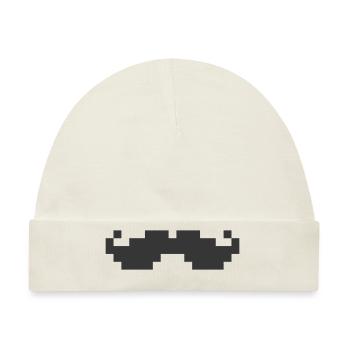 8bit pixel moustache - Baby Premium Organic Mütze - Naturweiß - Vorne
