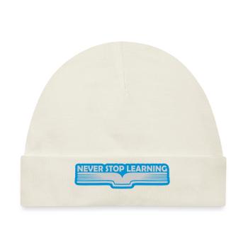 never stop learning Zitat - Baby Premium Organic Mütze - Naturweiß - Vorne