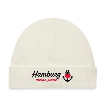 Hamburg Perle schwarz - Baby Premium Organic Mütze - Naturweiß - Vorne