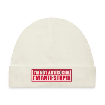 not antisocial anti stupid - Baby Premium Organic Mütze - Naturweiß - Vorne