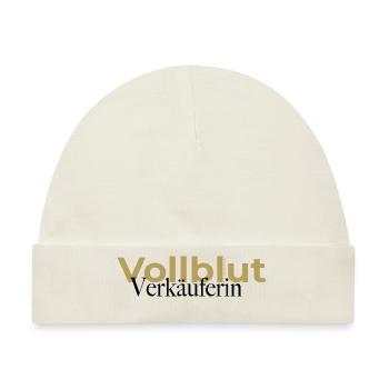 Vollblut Verkäuferin Spruch - Baby Premium Organic Mütze - Naturweiß - Vorne