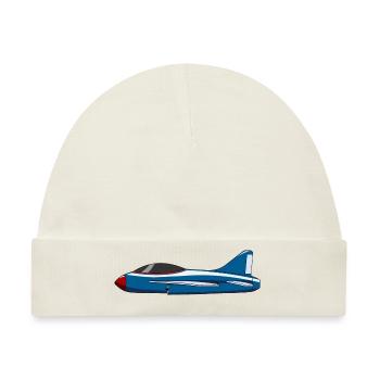 Flugzeug Blau - Baby Premium Organic Mütze - Naturweiß - Vorne