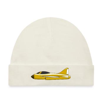 Flugzeug Gelb - Baby Premium Organic Mütze - Naturweiß - Vorne