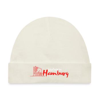 Verliebt in Hamburg | Hamburg Mitbringsel - Baby Premium Organic Mütze - Naturweiß - Vorne