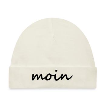 Moin - Guten Morgen - Nordsee - Ostsee - Möwe - Baby Premium Organic Mütze - Naturweiß - Vorne