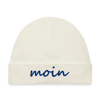 Moin - Guten Morgen - Nordsee - Ostsee - Möwe - Baby Premium Organic Mütze - Naturweiß - Vorne