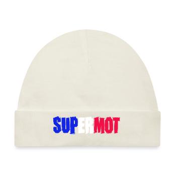 Supermot Logo blau weiß rot - Baby Premium Organic Mütze - Naturweiß - Vorne
