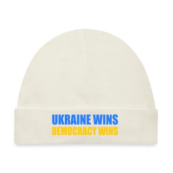 Ukraine wins democracy wins - Baby Premium Organic Mütze - Naturweiß - Vorne