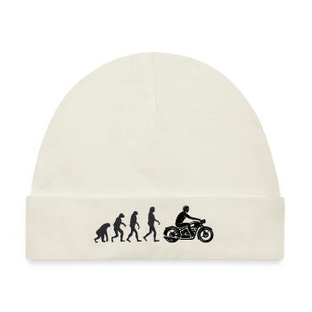 Motorradfahrer - Menschliche Evolution - Baby Premium Organic Mütze - Naturweiß - Vorne