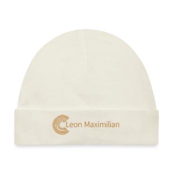 Für Leon Maximilian - Baby Premium Organic Mütze - Naturweiß - Vorne