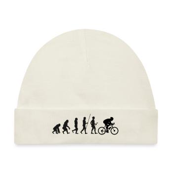 Die Evolution des Menschen vom Urmenschen zum Radfahrer - Baby Premium Organic Mütze - Naturweiß - Vorne