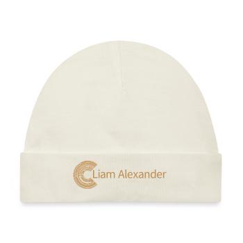 Für Liam Alexander - Baby Premium Organic Mütze - Naturweiß - Vorne