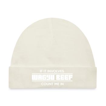 Wagyu-Rindfleisch Lover Marmorierungsfett - Baby Premium Organic Mütze - Naturweiß - Vorne