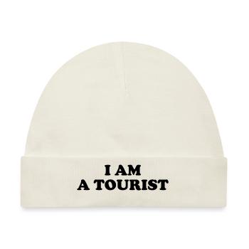 "I'm a Tourist" Englisch Schwarz - Baby Premium Organic Mütze - Naturweiß - Vorne