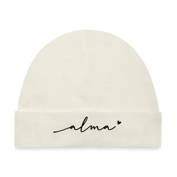 Alma Schreibschrift Name - Baby Premium Organic Mütze - Naturweiß - Vorne