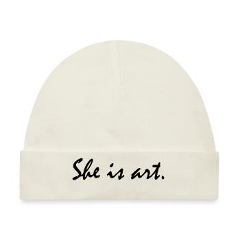 She is art - Baby Premium Organic Mütze - Naturweiß - Vorne