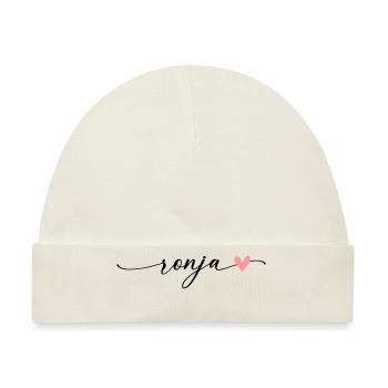 Ronja Name Kalligrafie Schrift - Baby Premium Organic Mütze - Naturweiß - Vorne