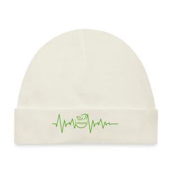 vegan ekg Herzschlag Puls veganuary Tierrechte - Baby Premium Organic Mütze - Naturweiß - Vorne