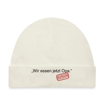 Wir essen jetzt Opa Satzzeichen Leben retten Komma - Baby Premium Organic Mütze - Naturweiß - Vorne
