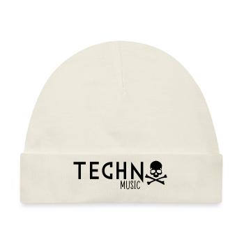 Techno-Musik-Totenkopf - Baby Premium Organic Mütze - Naturweiß - Vorne