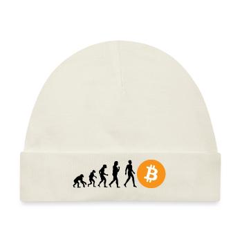 Krypto Evolution of BTC Bitcoin - Baby Premium Organic Mütze - Naturweiß - Vorne