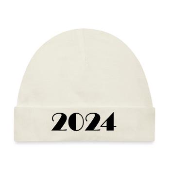 2024 Jahreszahl Datum Zahl Anno Kalenderjahr - Baby Premium Organic Mütze - Naturweiß - Vorne