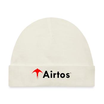 Rotes airtos LOGO + schwarzer Text - Baby Premium Organic Mütze - Naturweiß - Vorne