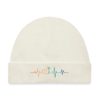 Heartbeat Retro Trauringe - Baby Premium Organic Mütze - Naturweiß - Vorne