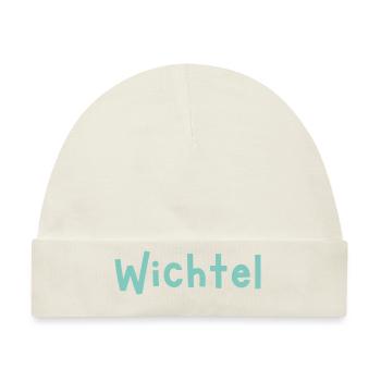 Wichtel blau - Baby Premium Organic Mütze - Naturweiß - Vorne