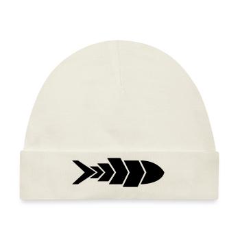 Minimalistischer Fischpfeil | Fish Arrow Design - Baby Premium Organic Mütze - Naturweiß - Vorne