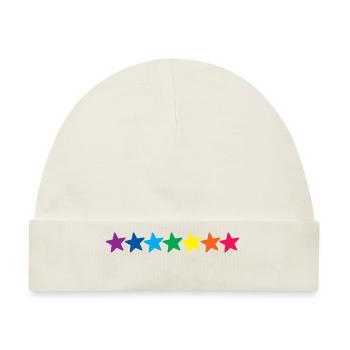 Horizontale Regenbogensterne - Baby Premium Organic Mütze - Naturweiß - Vorne