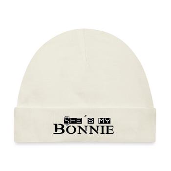 Partnerlook Bonnie & Clyde (part1) Geschenk Paar - Baby Premium Organic Mütze - Naturweiß - Vorne