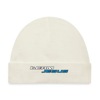 Team Jesus Racing Sport Logo Weiß Blau - Baby Premium Organic Mütze - Naturweiß - Vorne