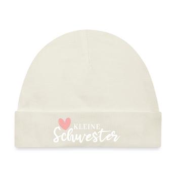 Kleine Schwester - Schwestern Mädchen Geschenkidee - Baby Premium Organic Mütze - Naturweiß - Vorne