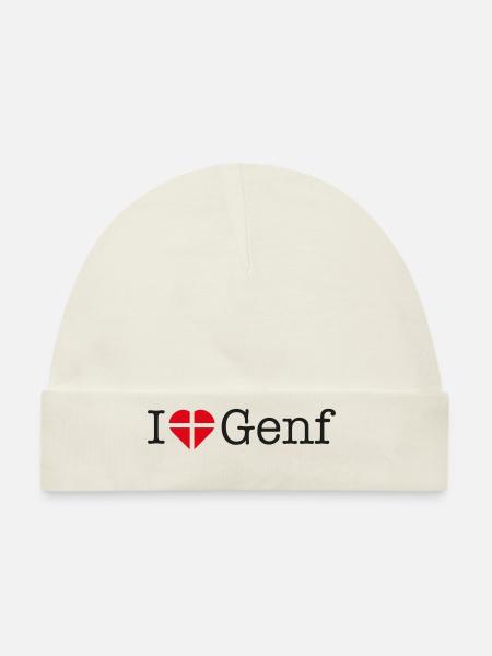 I love Genf - Baby Premium Organic Mütze - Naturweiß