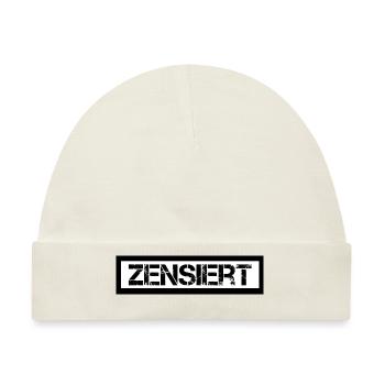 Zensiert Zensurbalken Design Schwarz Weiß - Baby Premium Organic Mütze - Naturweiß - Vorne
