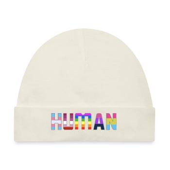 Human LGBTQ T-Shirt Flag Pride - Baby Premium Organic Mütze - Naturweiß - Vorne