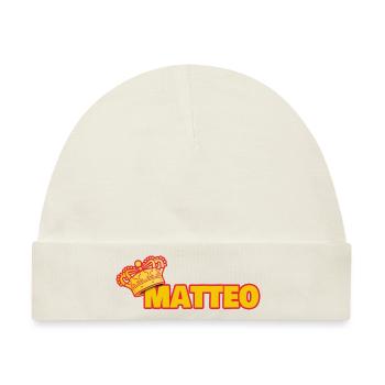 Krone für Matteo - Baby Premium Organic Mütze - Naturweiß - Vorne