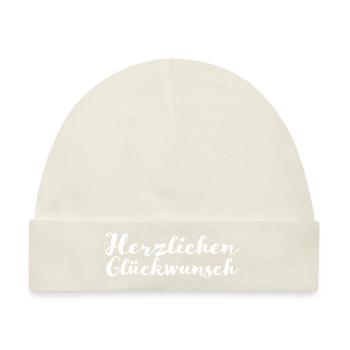 Herzlichen Glückwunsch - Baby Premium Organic Mütze - Naturweiß - Vorne