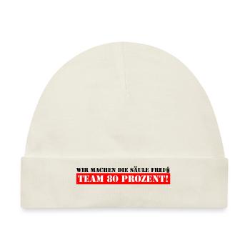 Team 80 % - Wir machen die Säule frei - Baby Premium Organic Mütze - Naturweiß - Vorne