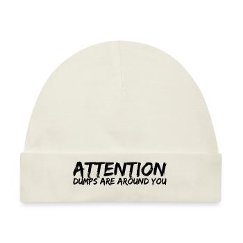 Achtung! Idioten sind um dich - Baby Premium Organic Mütze - Naturweiß - Vorne