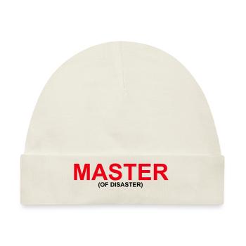 Lustiges "MASTER OF DISASTER" Design - Baby Premium Organic Mütze - Naturweiß - Vorne