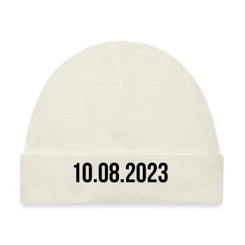 10.08.2023 Datum - Baby Premium Organic Mütze - Naturweiß - Vorne