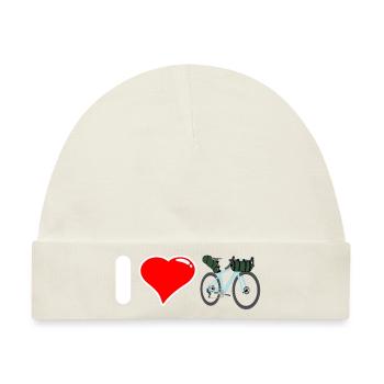 I Love Bike Packing Ich liebe Fahrradreisen - Baby Premium Organic Mütze - Naturweiß - Vorne
