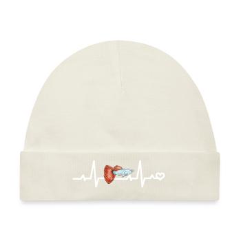 Guppy Fisch Herzfrequenz EKG Herzschlag - Baby Premium Organic Mütze - Naturweiß - Vorne