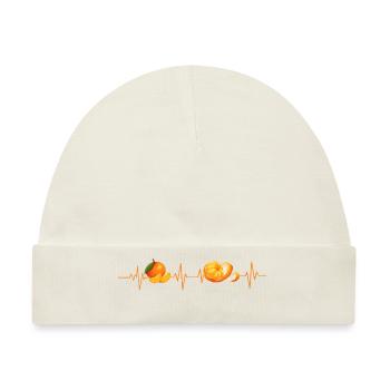 Mandarine Herzschlag - Geschenkidee - Baby Premium Organic Mütze - Naturweiß - Vorne